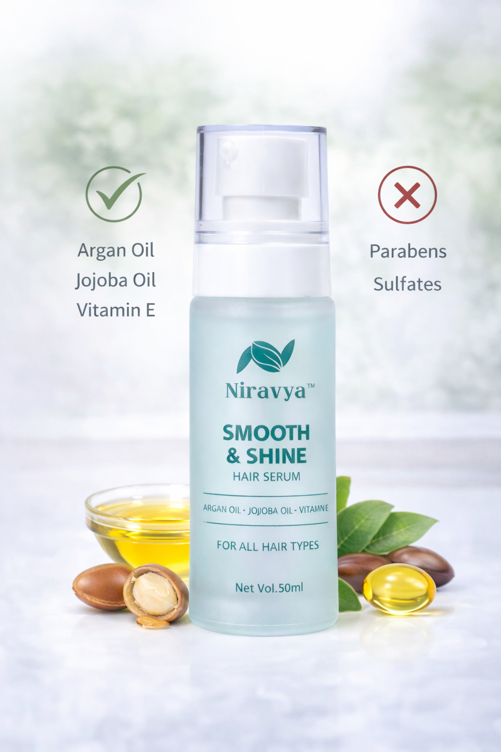 Niravya Smooth & Shine Hair Serum For Frizz Control & Instant Gloss Finish